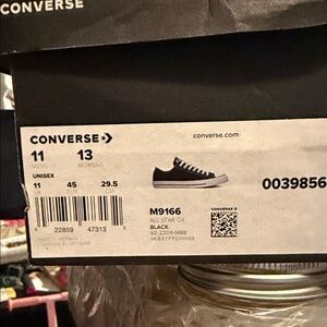 Converse All Star Ox Black Unisex Shoes